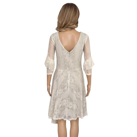 Joyfolie Mia Joy Marabel Dress Lace Asymmetrical hem boho Cream White Medium - Picture 8 of 12